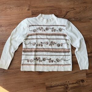 Vintage Cottagecore Granola-girl Floral Mock Neck Sweater by Alfred Dunner